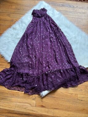 Taylor Plum Girls' Casual Maxi Dress with Shimmer Dots